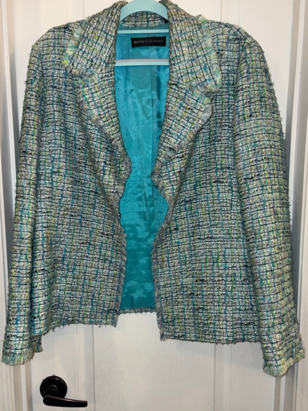 Dana Buchman Teal Multicolor Tweed Blazer